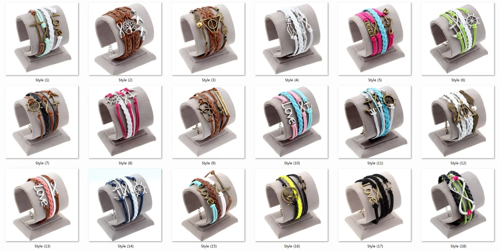 Hot men and women jewelry love owl charm bracelets anchor leather bracelet best friend friendship bracelets & bangles