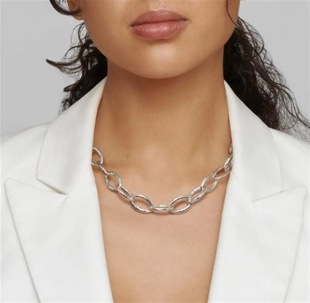 Ippolita Sterling Silver Mini Hammered Bastille Link Necklace