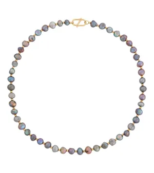 Iris Pearl Necklace Teal Gold