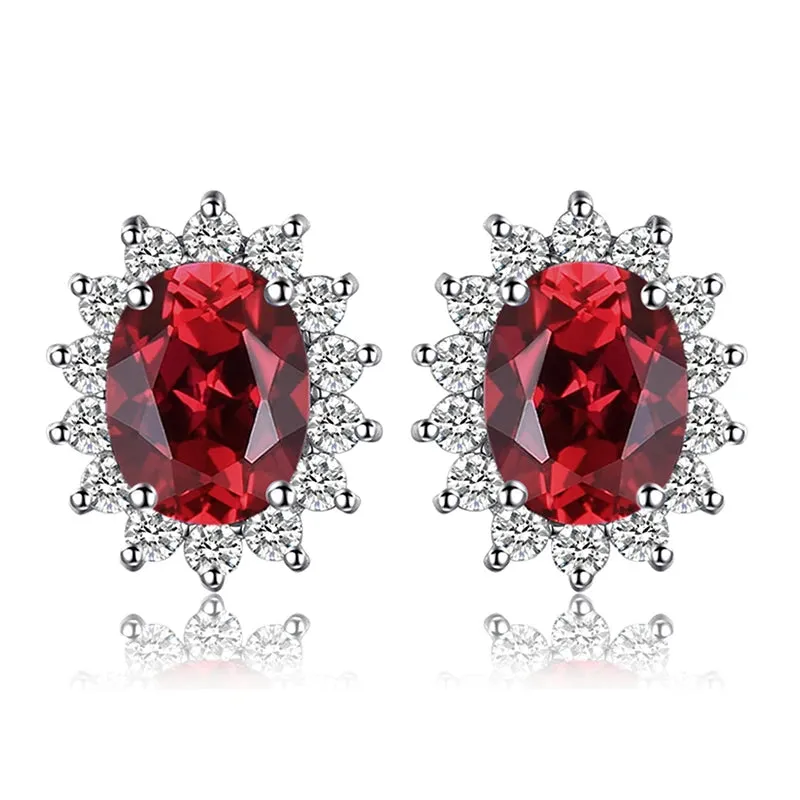 JewelryPalace Created Sapphire Ruby 925 Sterling Silver Stud Earrings Natural Amethyst Citrine Garnet Peridot Topaz Gemstone