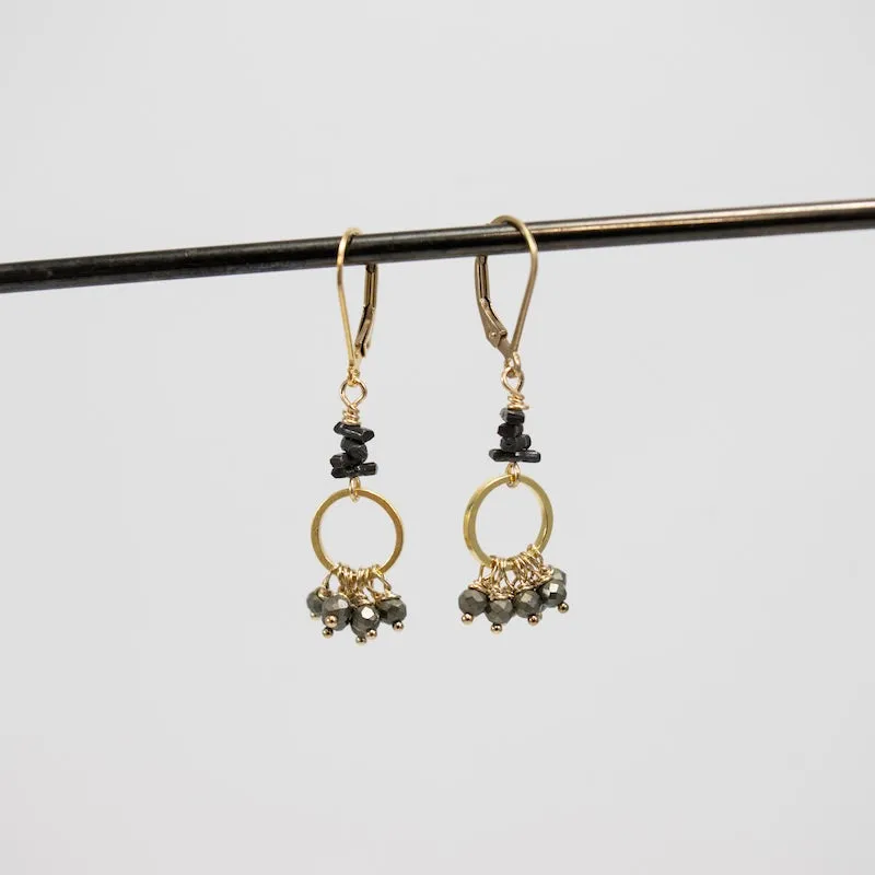 Jill's Earrings Gold with Pyrite