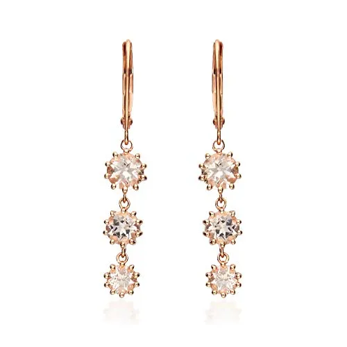 Julieta 10K Rose Gold Round-Cut Madagascar Morganite Earring