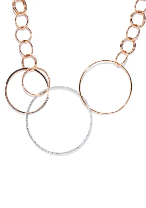 K di Kuore 18K Rose & White Gold Diamond Circles Necklace