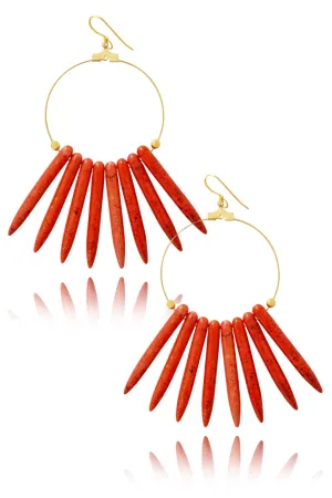 KENNETH JAY LANE MAJESTIC Dark Coral Stick Earrings