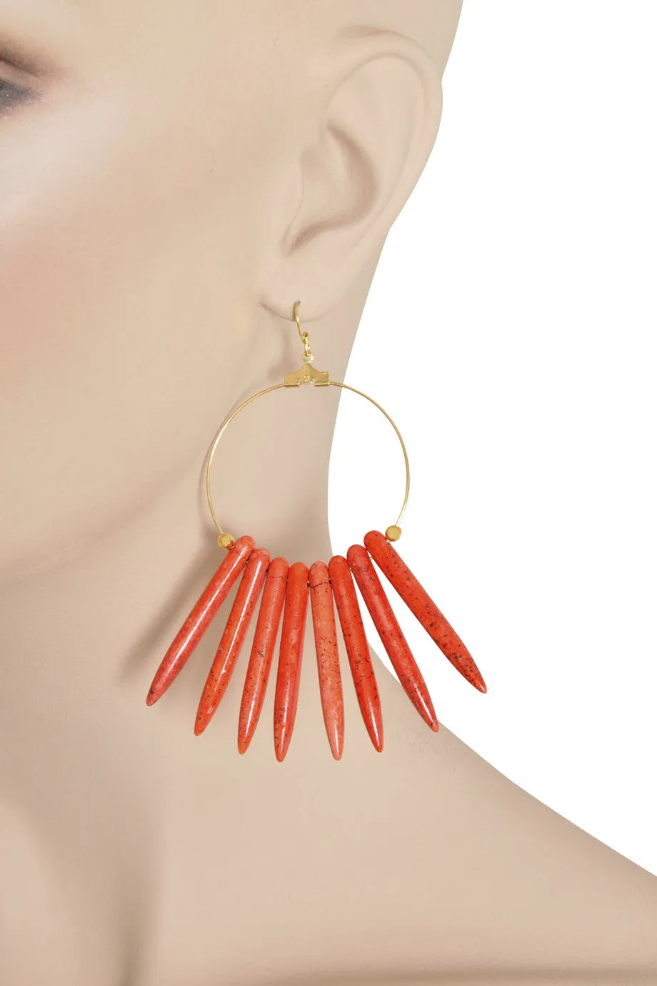 KENNETH JAY LANE MAJESTIC Dark Coral Stick Earrings