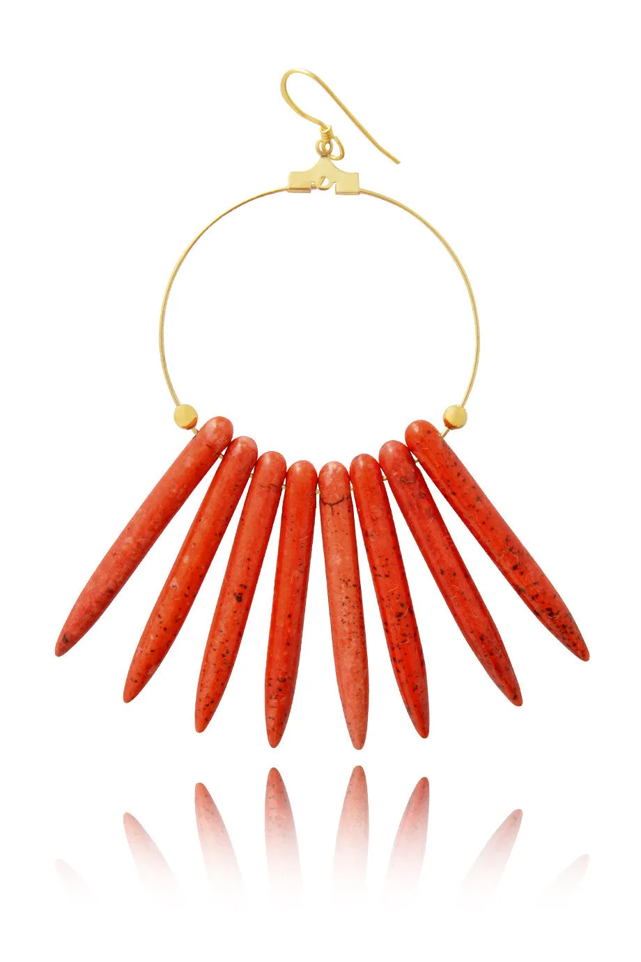 KENNETH JAY LANE MAJESTIC Dark Coral Stick Earrings