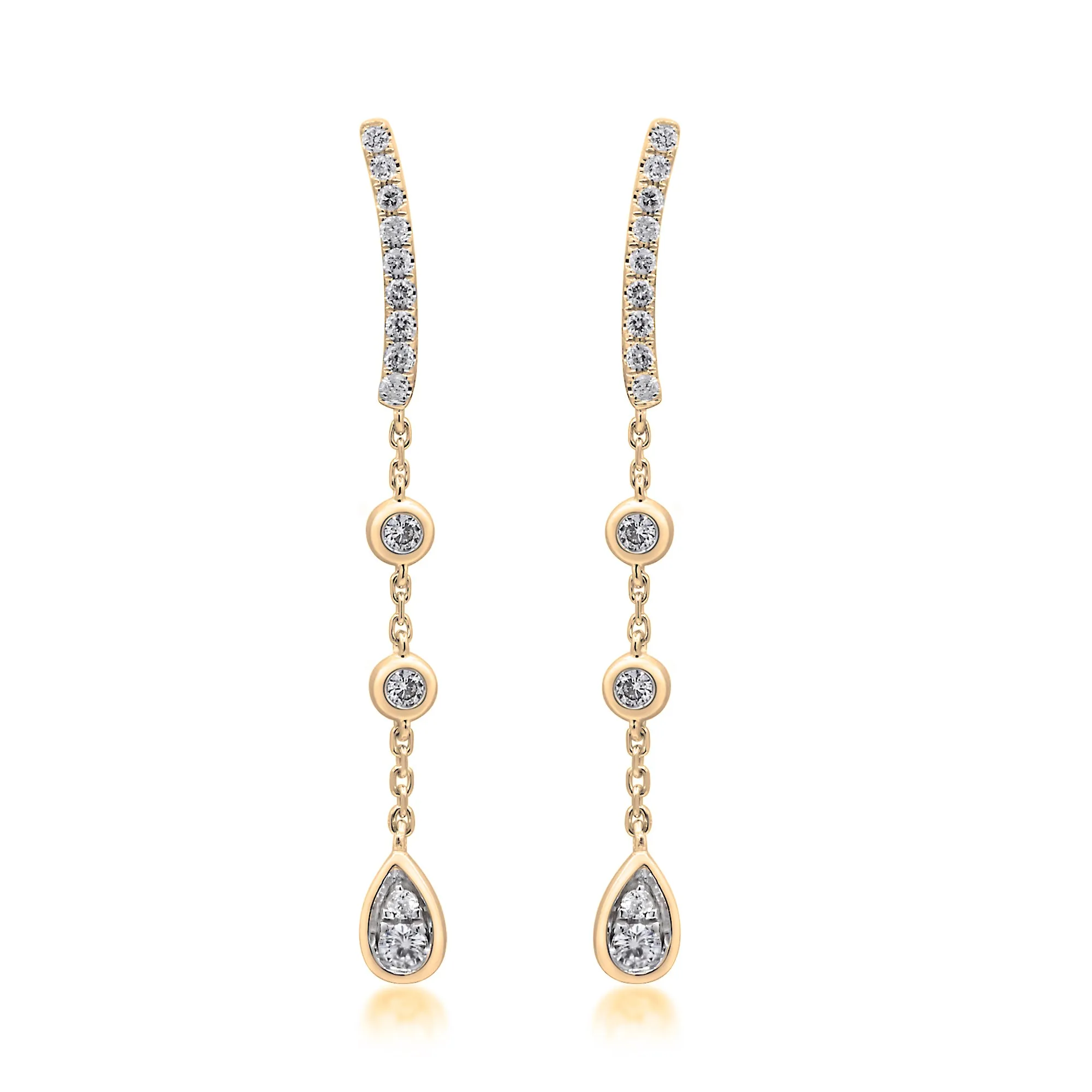 Lily Round-Cut White Diamond Earrings in 14K Yellow Gold