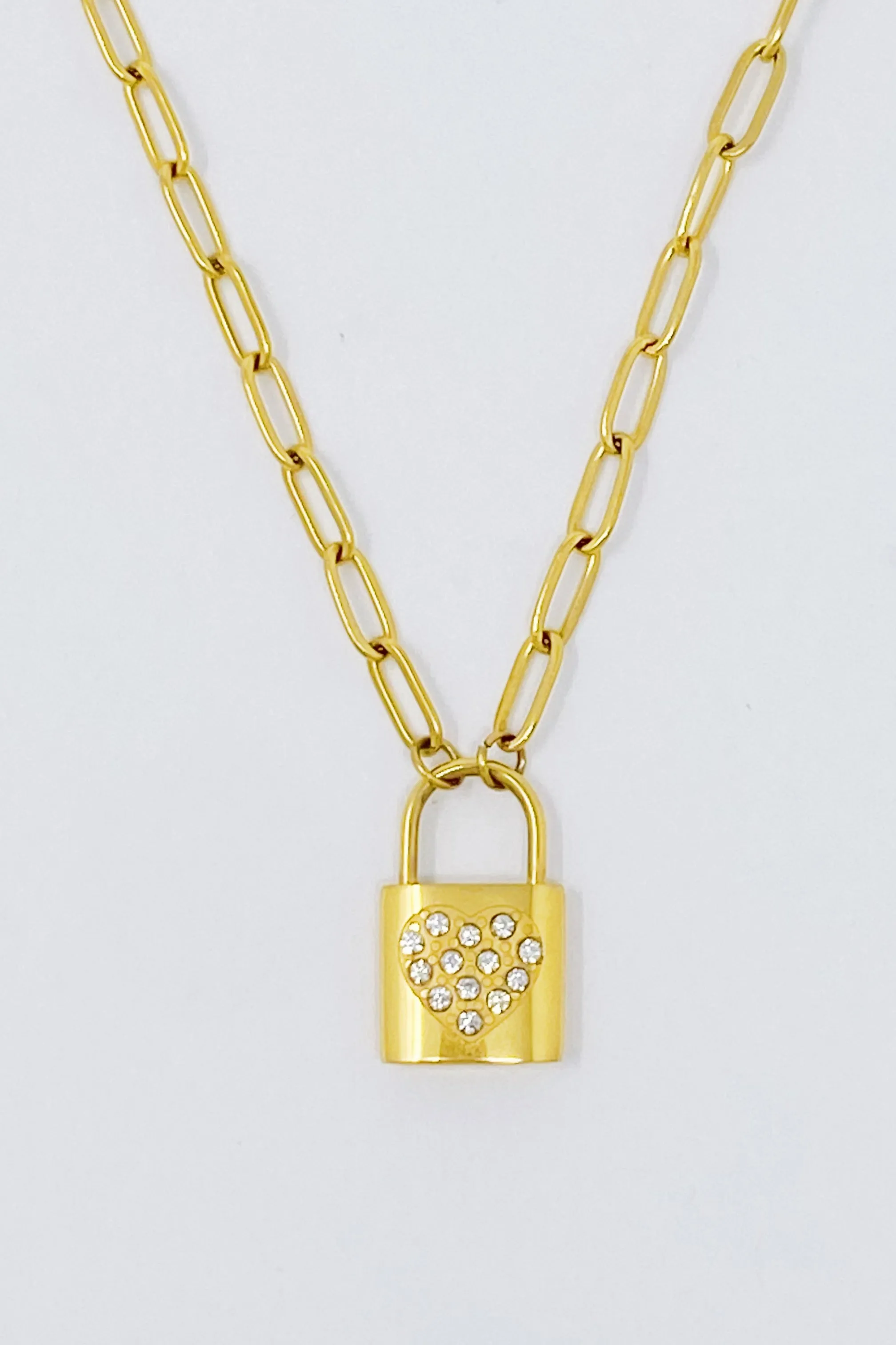 Locked In Shiny Heart Necklace