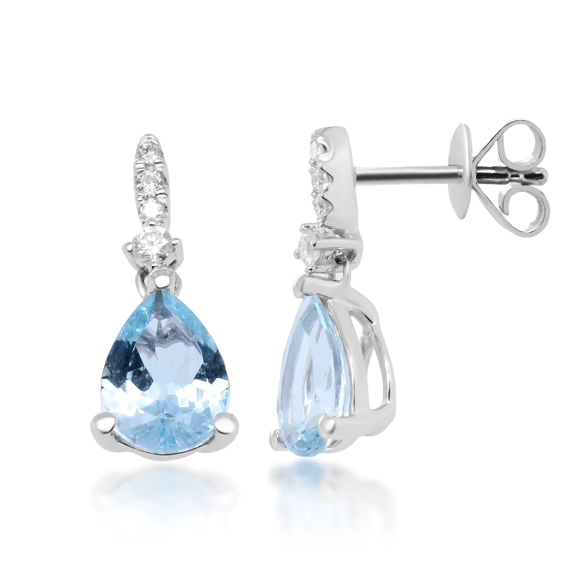 Madelyn 10K White Gold Pear-Cut Brazilian Aquamarine Earrings