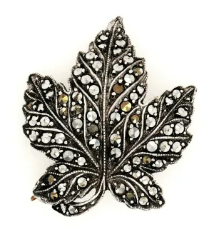 Marcasite Sterling Silver Leaf Brooch