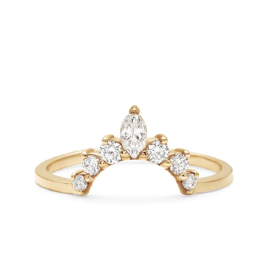 Marquise Tiara Band - 14k Gold & White Diamonds