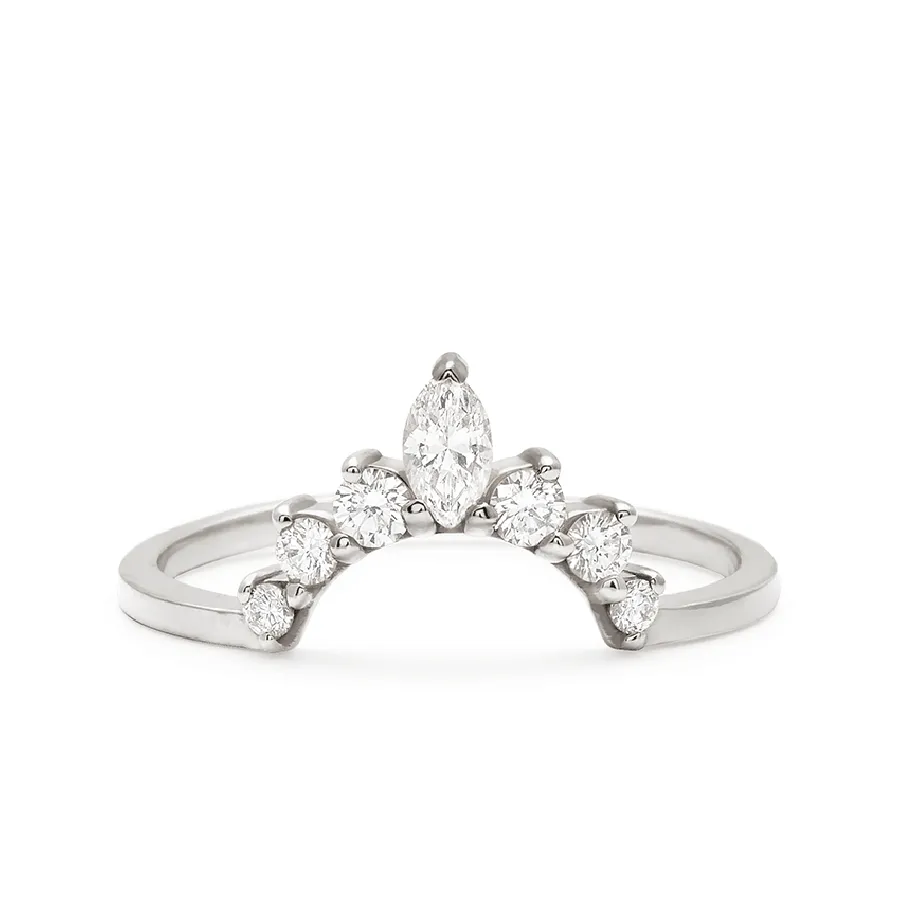 Marquise Tiara Band - 14k Gold & White Diamonds