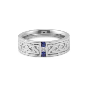 Men's 10K White Gold Sapphire Wedding Band