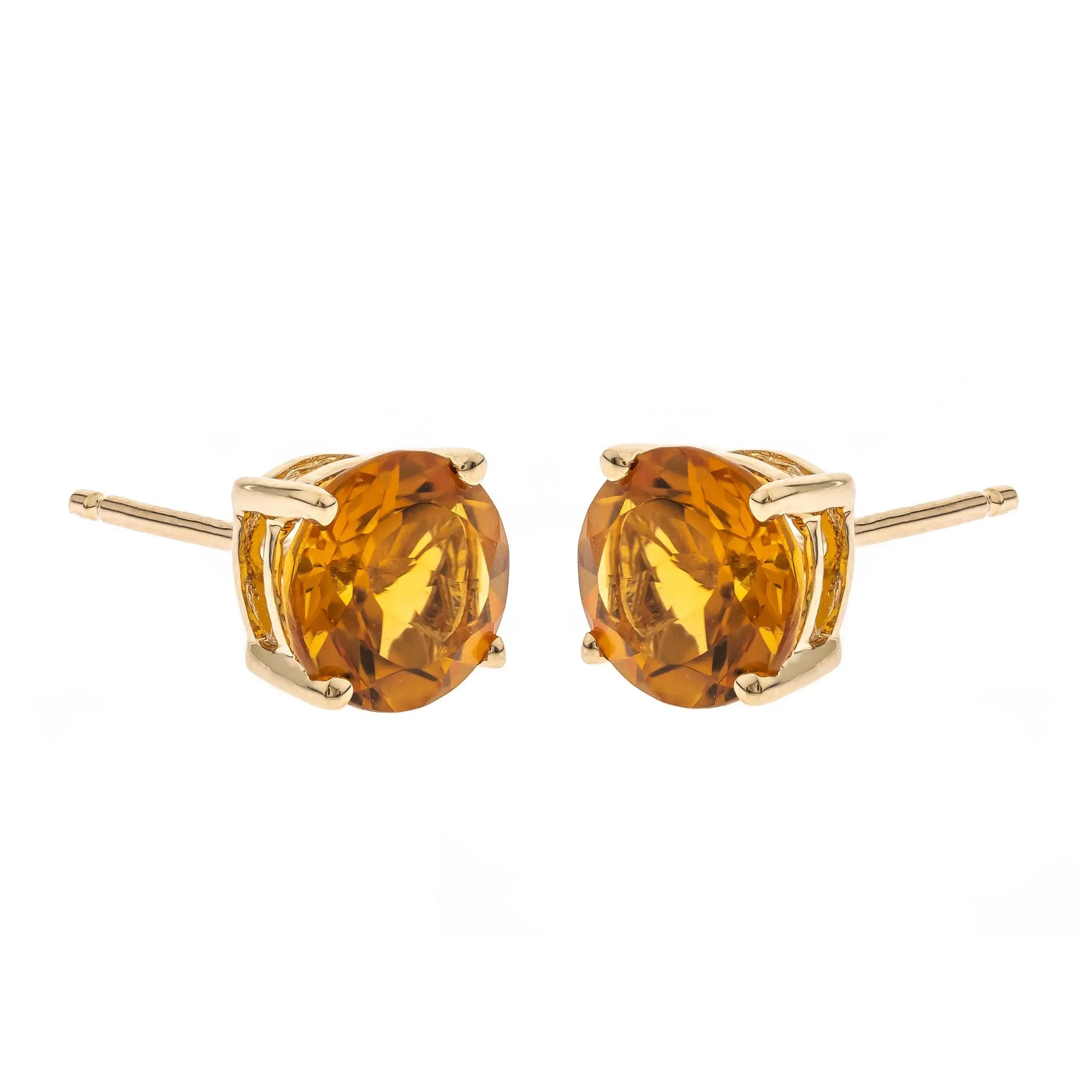 Mikayla 14K Yellow Gold Round-Cut Brazilian Citrine Earring