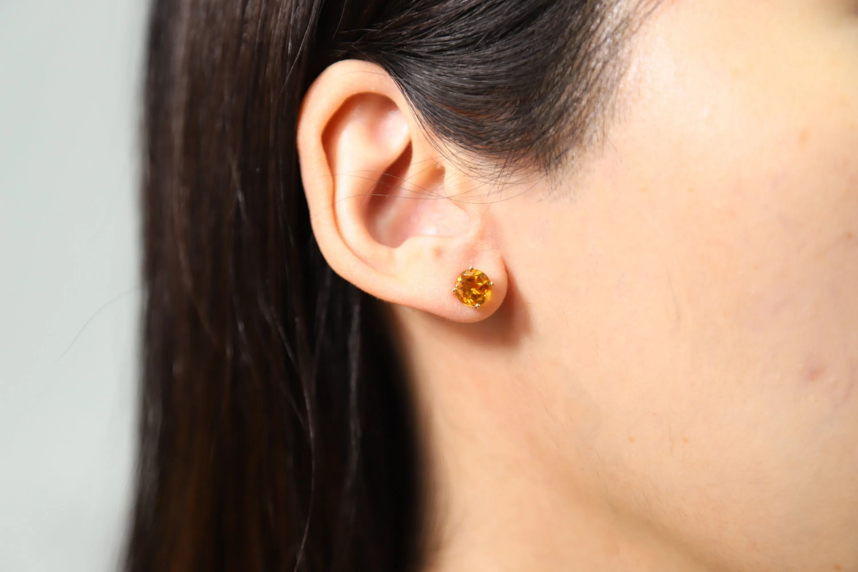 Mikayla 14K Yellow Gold Round-Cut Brazilian Citrine Earring