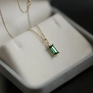 Mini Rectangle Emerald Green Necklace