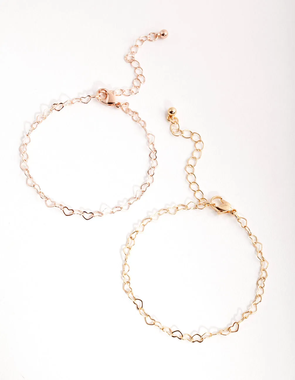 Mixed Metals Heart Pack Bracelets