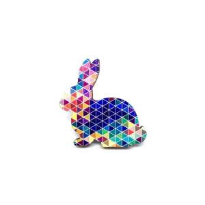 Modern Geometric Rabbit Wooden Brooch