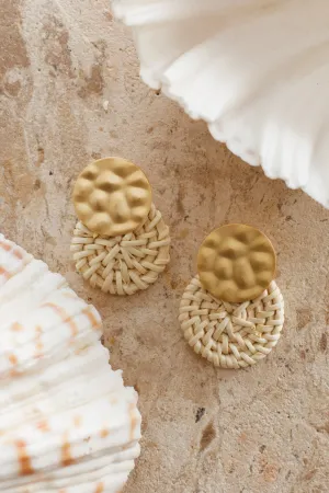 Nairobi Woven Rattan Earrings Gold