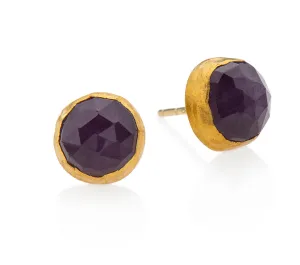 Nava Zahavi Yellow Gold Ruby Stud Earrings