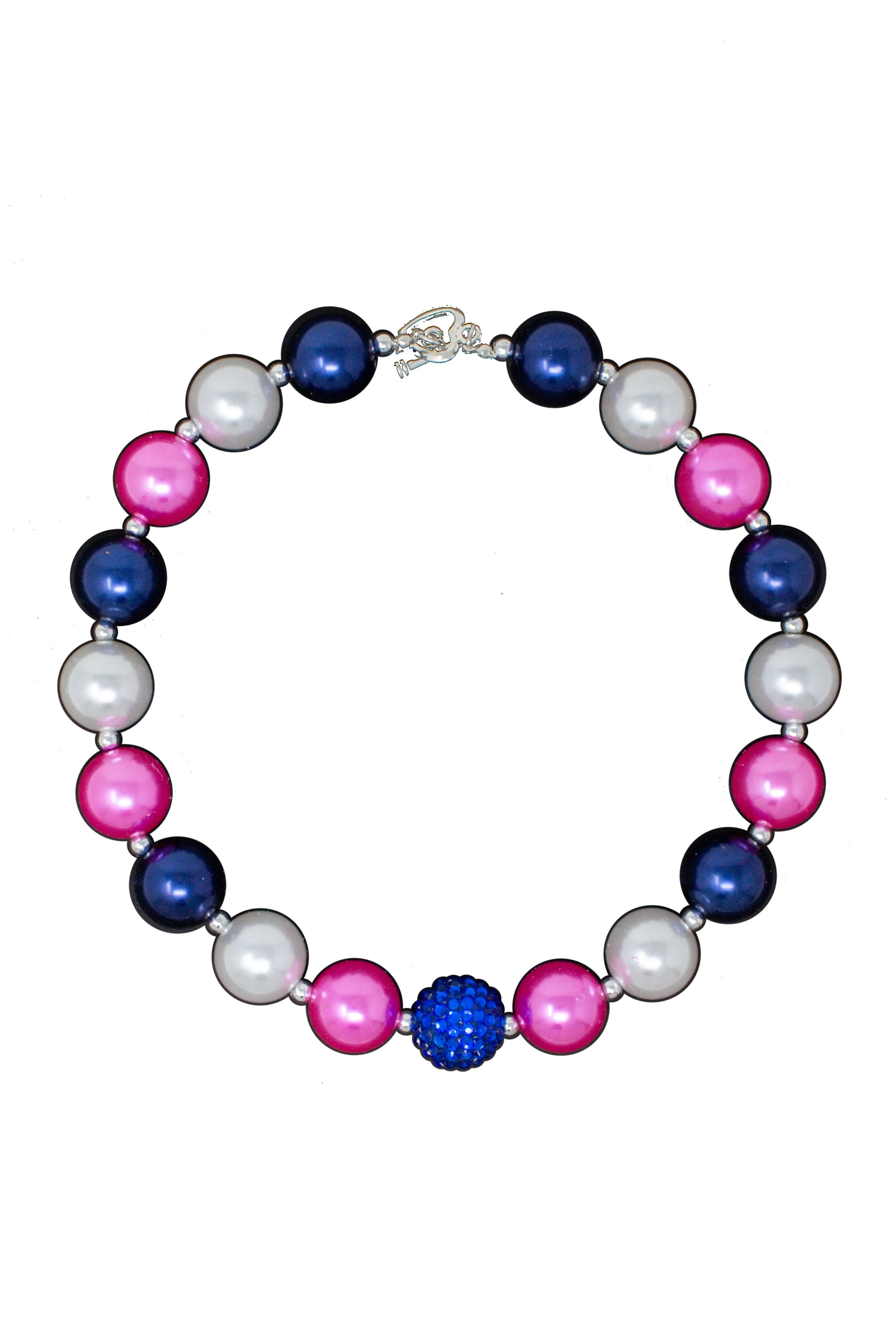 Navy & Pink Pearl Bubblegum Necklace