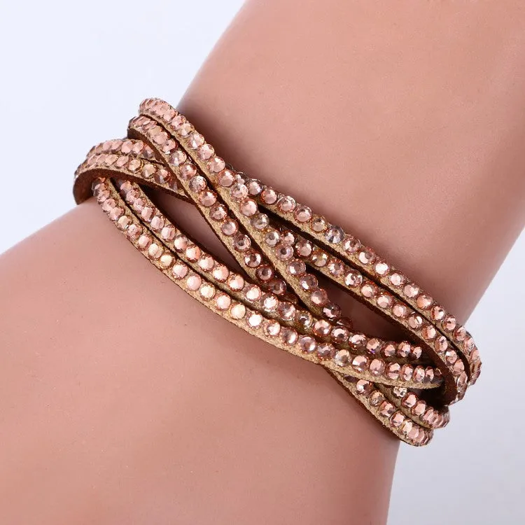 New Fashion 6 Layer Leather Bracelet Charm Bracelet