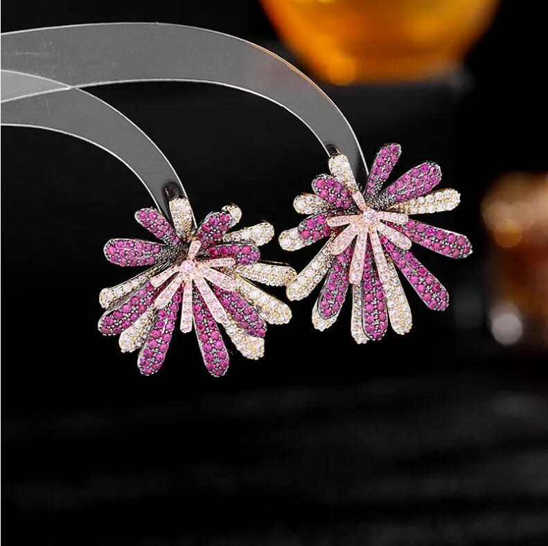 New style earrings full zirconium inlaid exquisite firework style earrings exaggerated personality firework earrings LY111