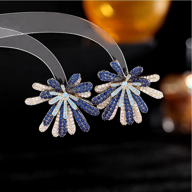 New style earrings full zirconium inlaid exquisite firework style earrings exaggerated personality firework earrings LY111