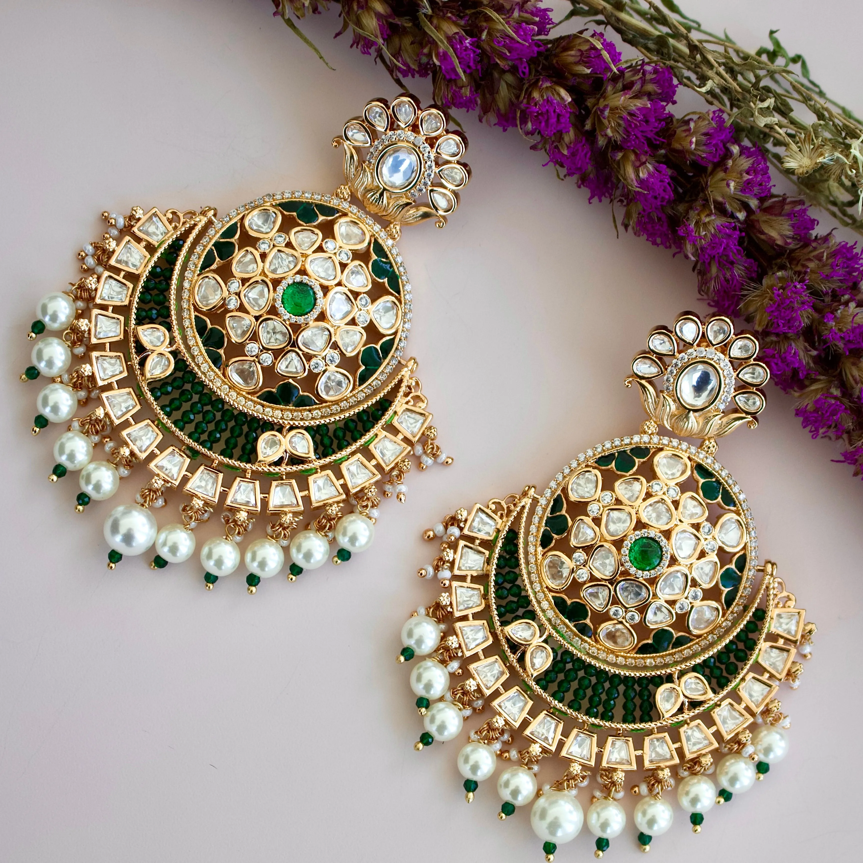 NYRA UNCUT KUNDAN DROP EARRINGS