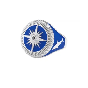 Ocean Compass Ring in Silver