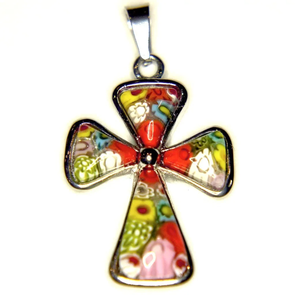 Orange Murano Glass Cross