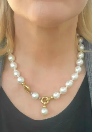 Oster Collection 18KYG Adjustable Diamond & Baroque Pearl Necklace