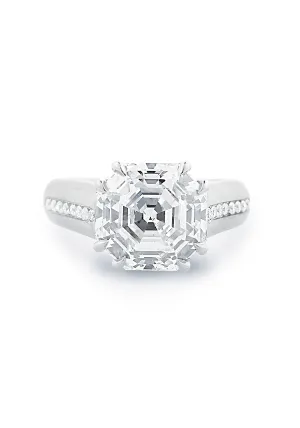 Oster Collection Platinum Diamond Inlay Asscher Cut Diamond Ring