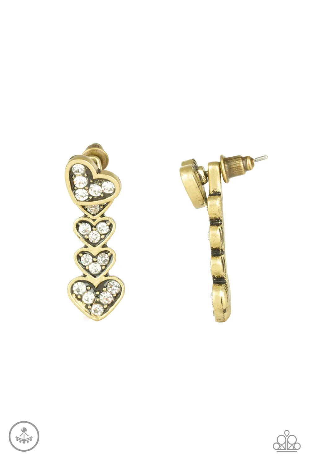 Paparazzi Earring ~ Heartthrob Twinkle - Brass