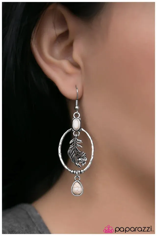 Paparazzi Earring ~ Wings Are Made To Fly - White