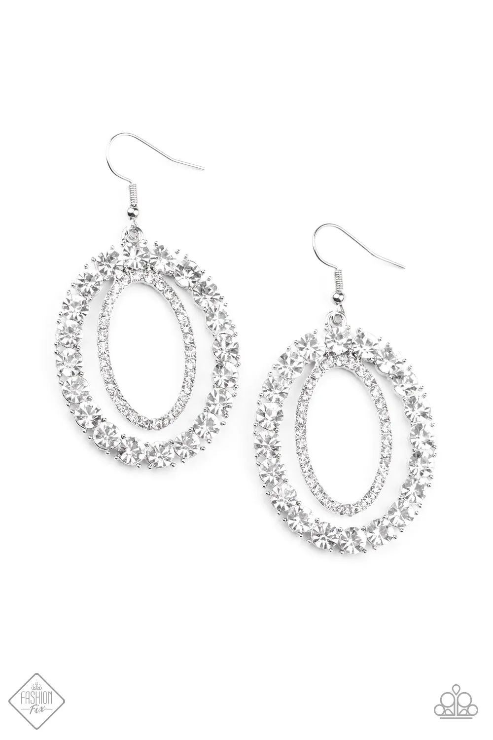 Paparazzi Earrings ~ Deluxe Luxury - Fashion Fix Nov 2020 - White