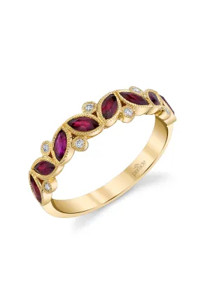 Parade Design 18KYG Diamond & Marquise Ruby Band