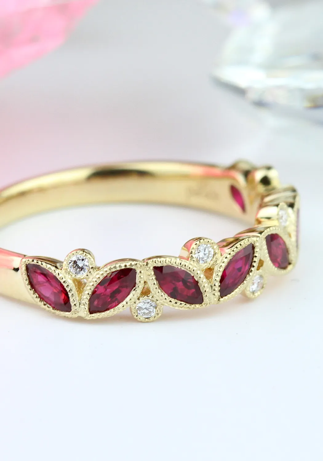 Parade Design 18KYG Diamond & Marquise Ruby Band