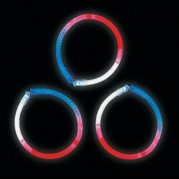 Patriotic Red White And Blue Tri-Color Glow Bracelets