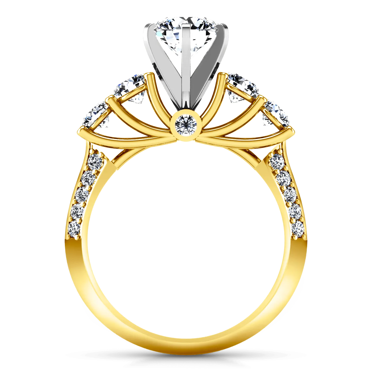 Pave Diamond EngagementRing Regal 14K Yellow Gold