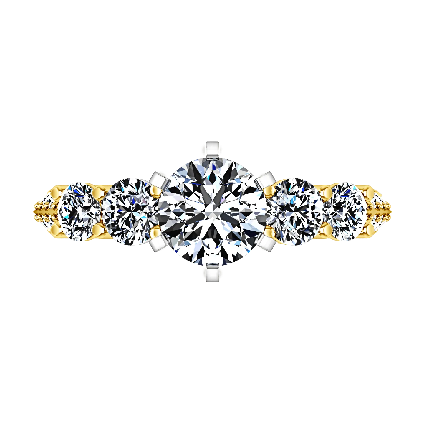 Pave Diamond EngagementRing Regal 14K Yellow Gold