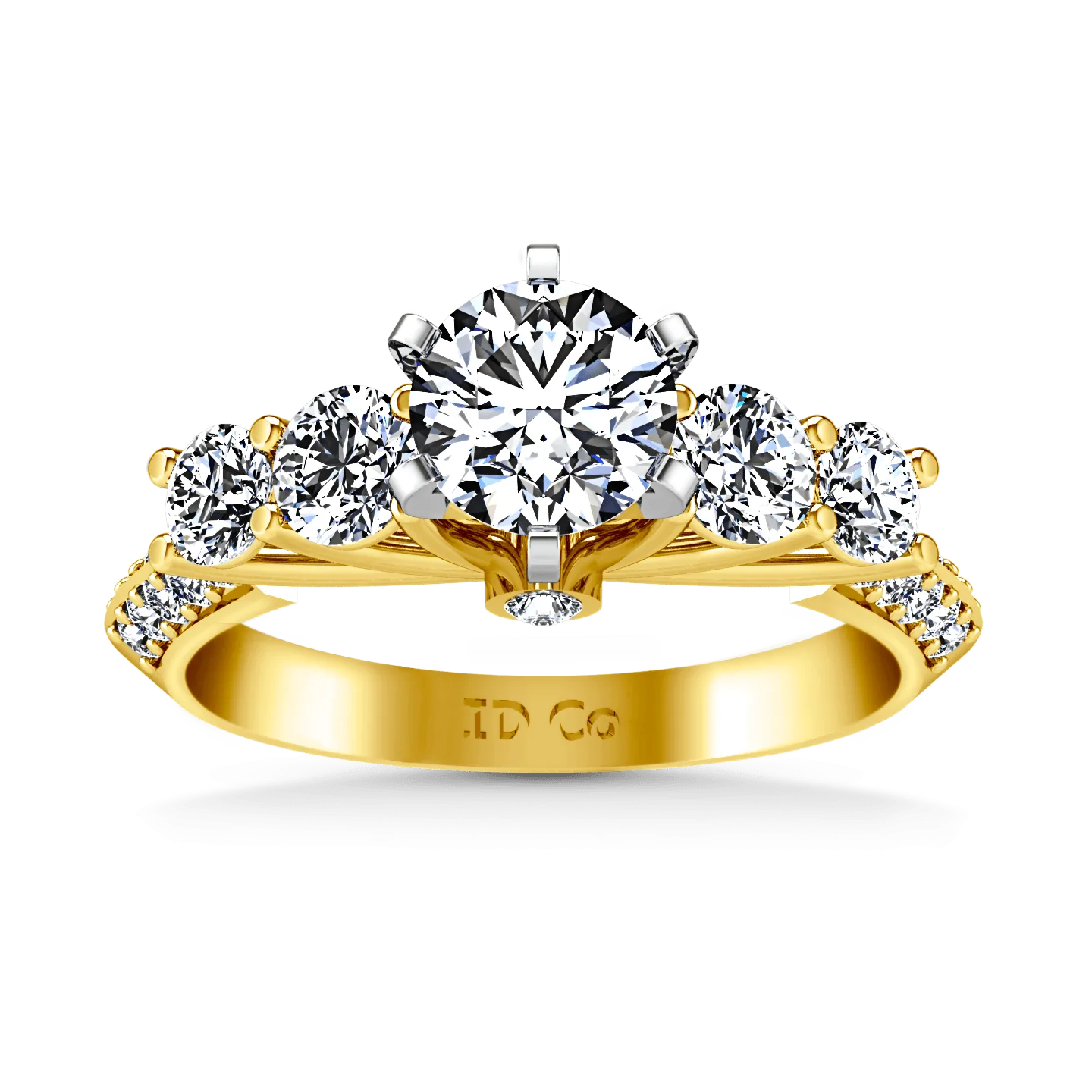 Pave Diamond EngagementRing Regal 14K Yellow Gold