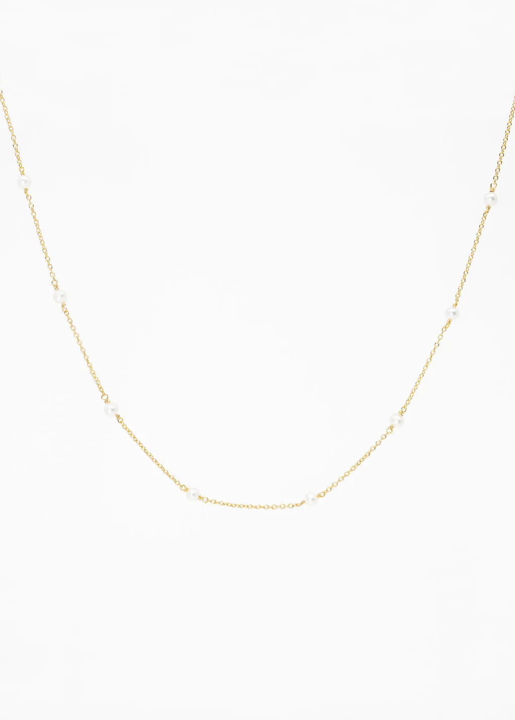 Pearl Drop Choker Necklace in Gold