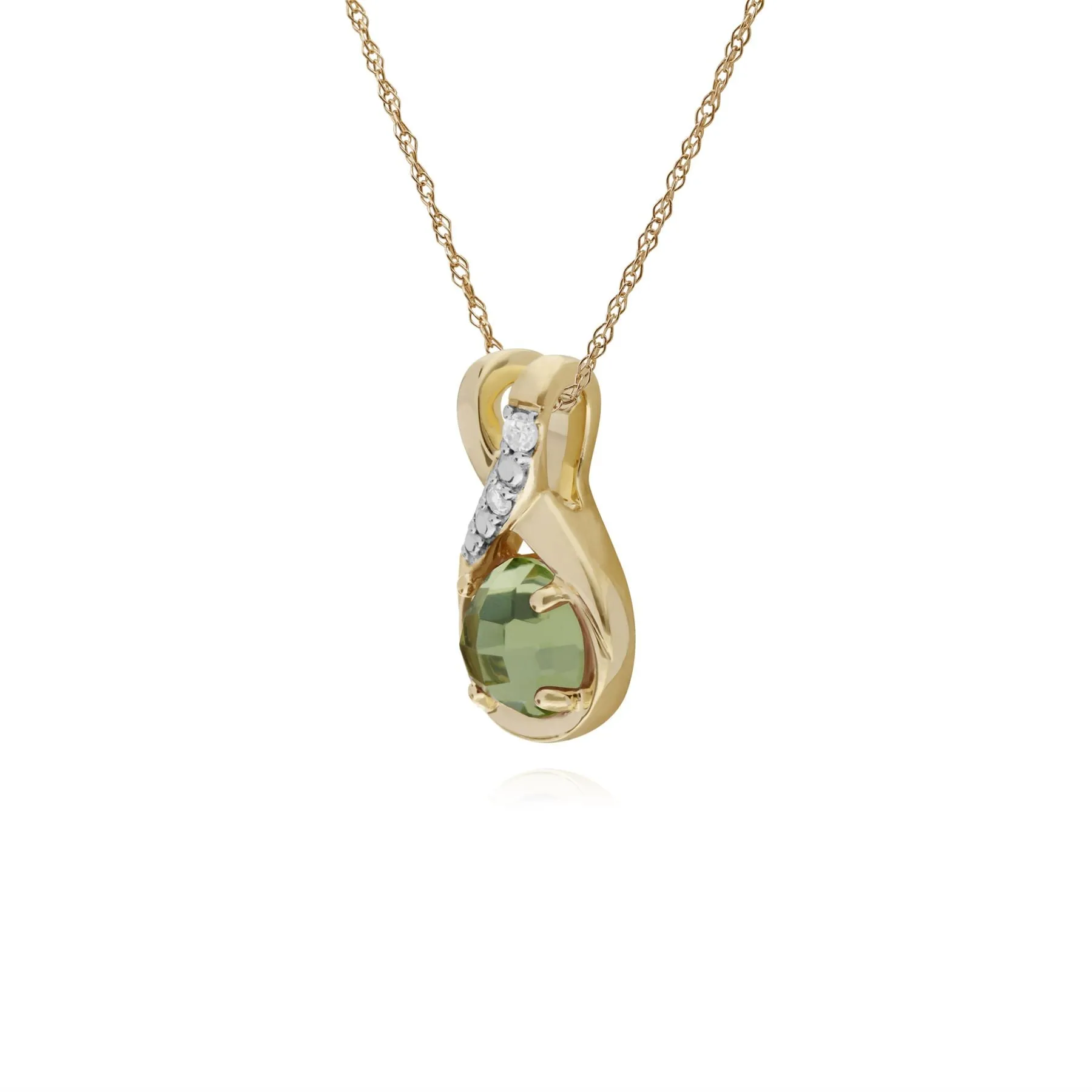 Peridot & Diamant Halskette in 9ct Gelb Gold