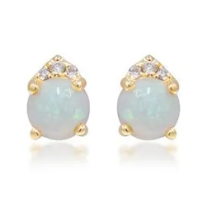 Phoenix 14K Yellow Gold Round-Cut Natural African Opal Earrings