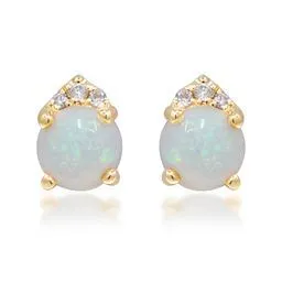 Phoenix 14K Yellow Gold Round-Cut Natural African Opal Earrings