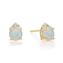 Phoenix 14K Yellow Gold Round-Cut Natural African Opal Earrings