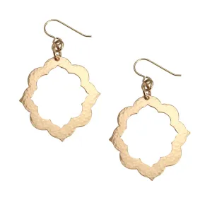 Pierced Hammered Bronze Arabesque Flower Earrings