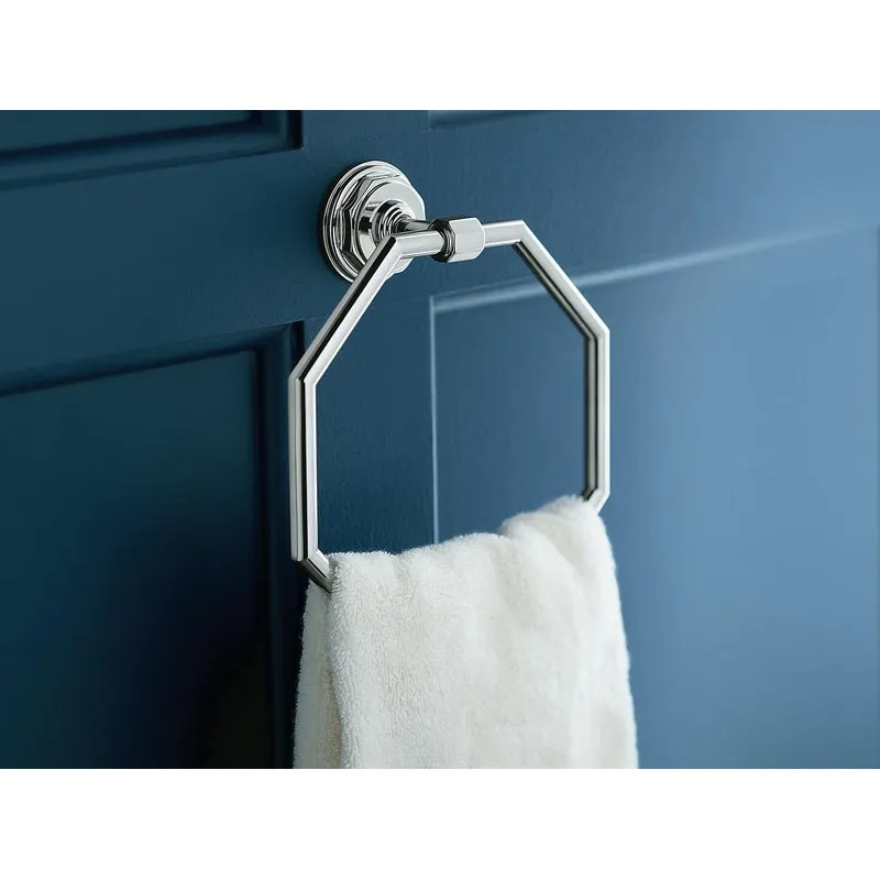 Pinstripe 7.5" Towel Ring in Vibrant Polished Nickel