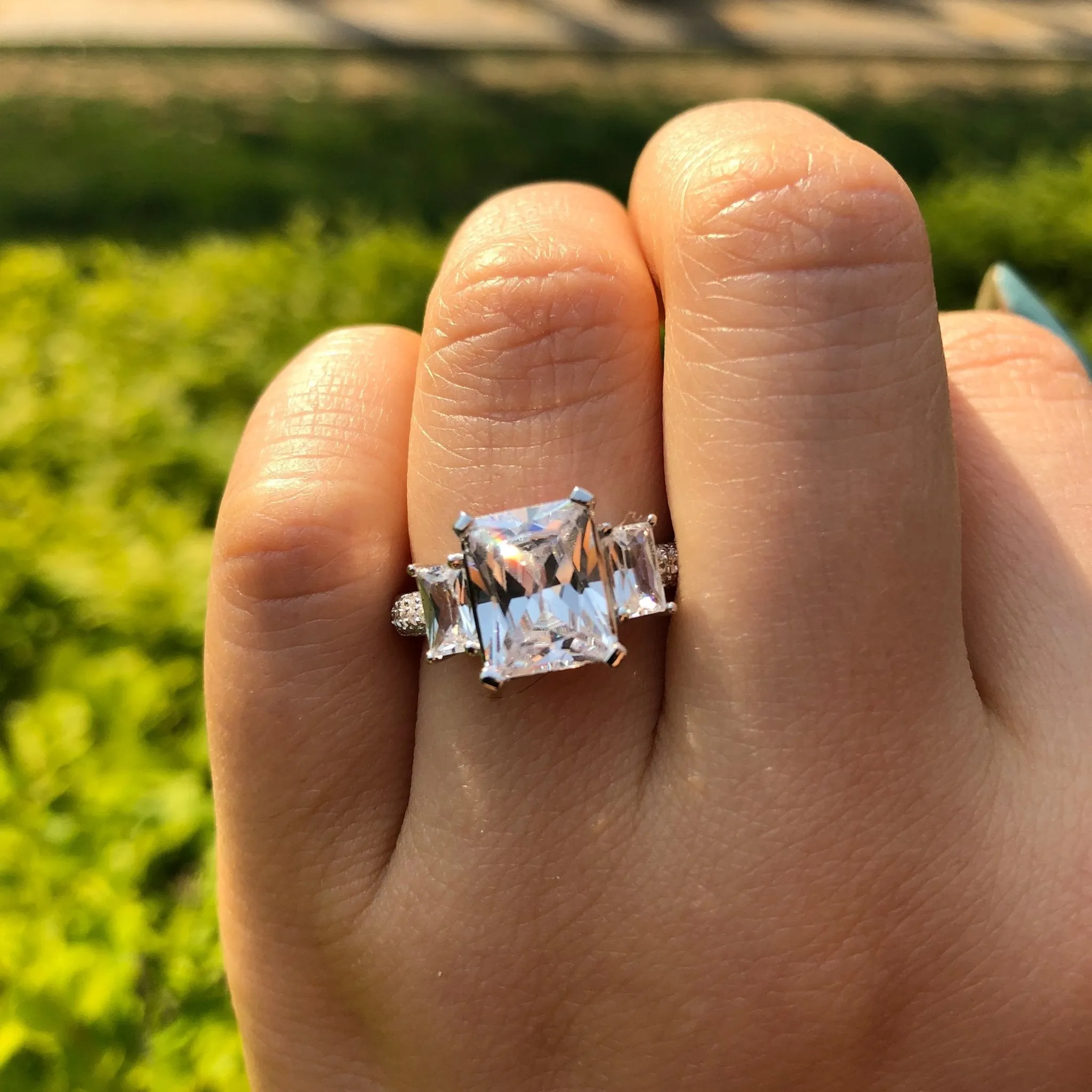 Princess Cut Three Stone Ring